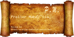 Preller Mahália névjegykártya